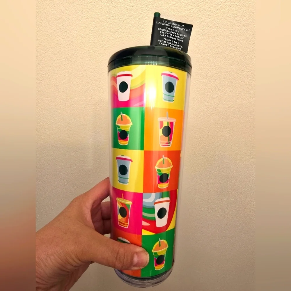 NWT Starbucks 2025 LATAM 2 In 1 Sip Or Straw Lid Venti Acrylic Tumbler